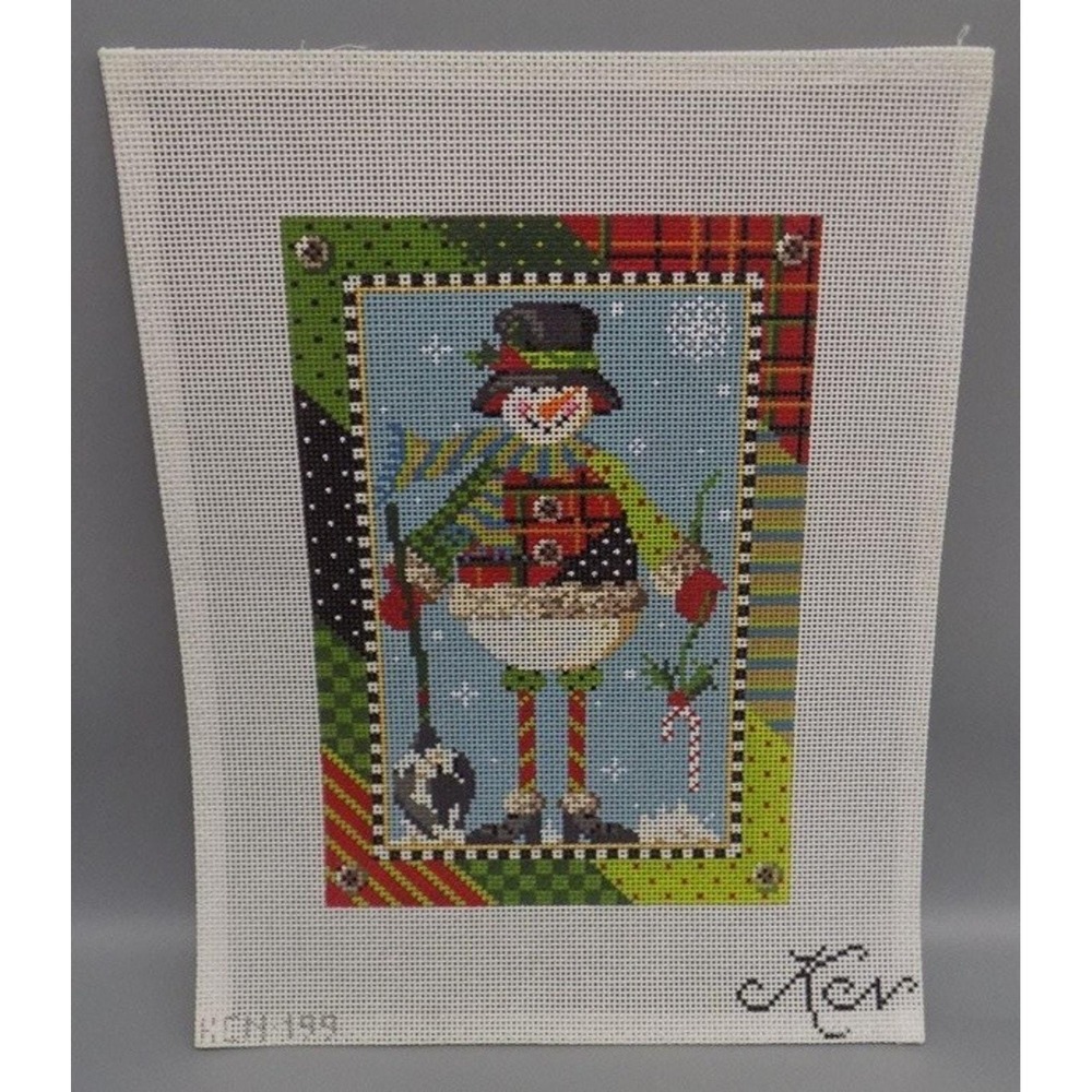 Kelly Clark HP Canvas Patchwork Pete Snowman KCN 199 Colonial Needlepoint
